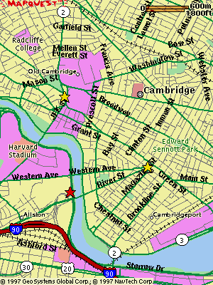 Map of Hotel and nearby Cambridge