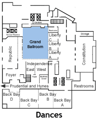 Diagram of dance space in the Sheraton